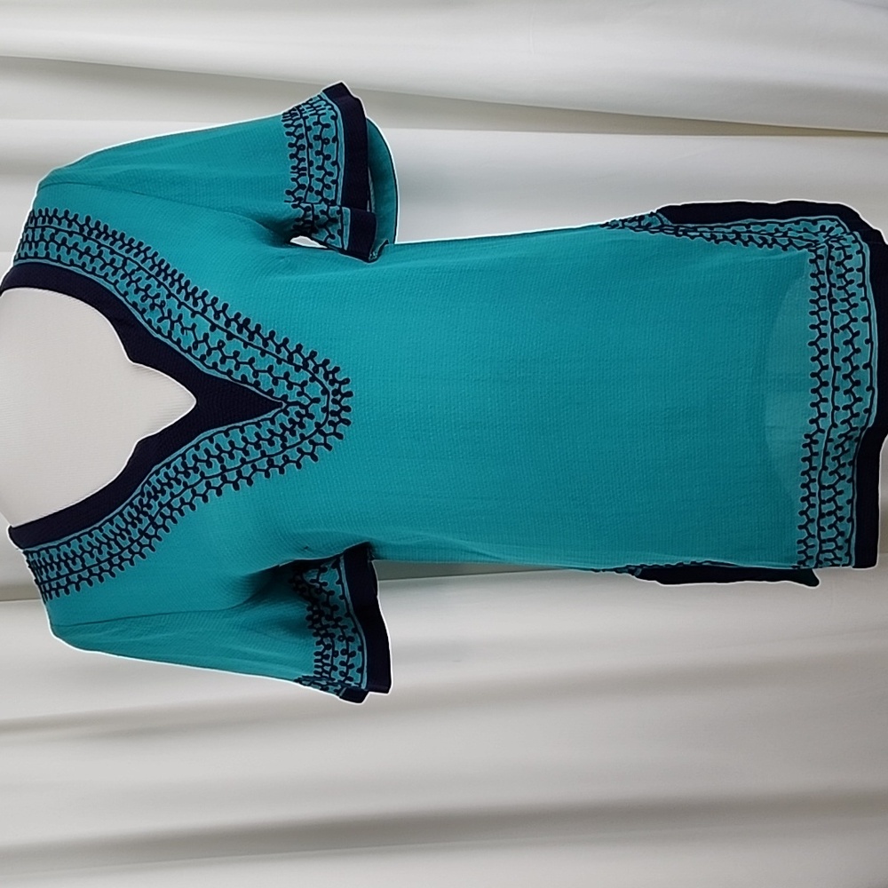 Sincerely Mary Tunic Top 100% Vicose Aqua Size Small